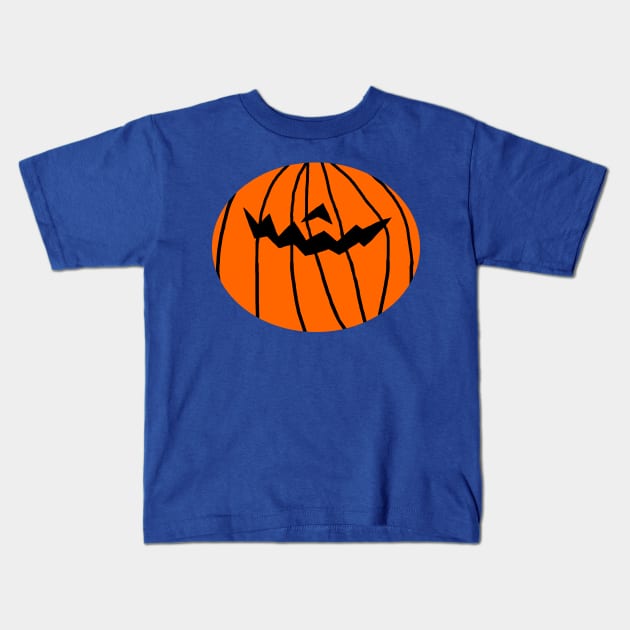 Pumpkin Face for a Halloween Horror Mask Kids T-Shirt by ellenhenryart